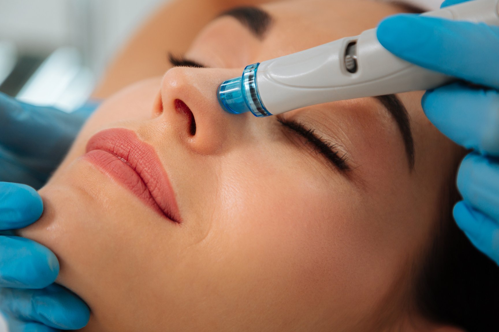 Close up of a modern device for hydrafacial procedure