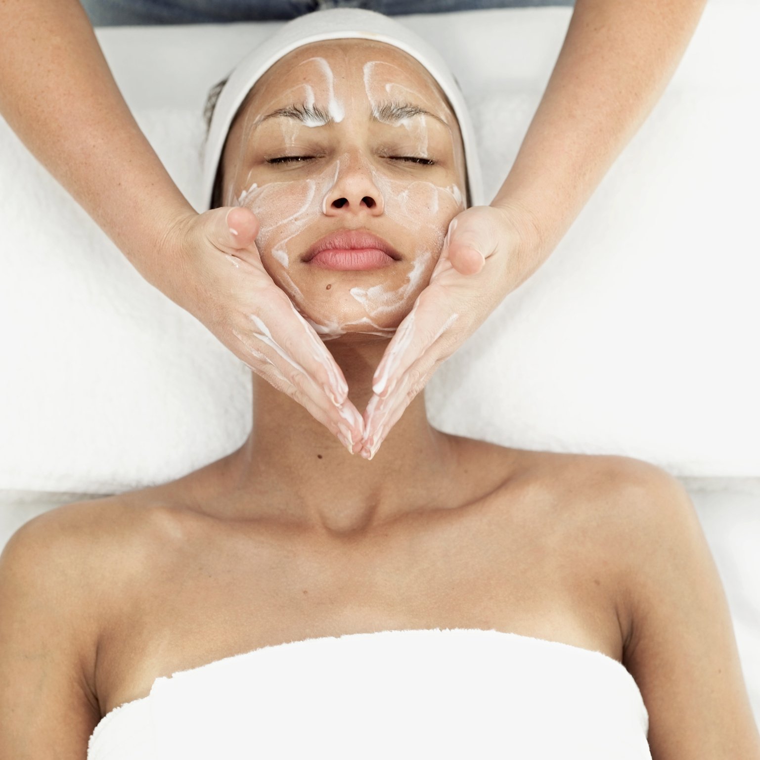 woman getting facial treatment